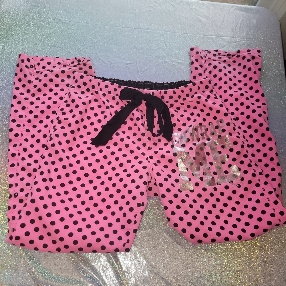Vintage Y2K Unwrap Me Pajama Lounge  Pants Pink Polka Dot Sz: S Drawstri… - Picture 7 of 9